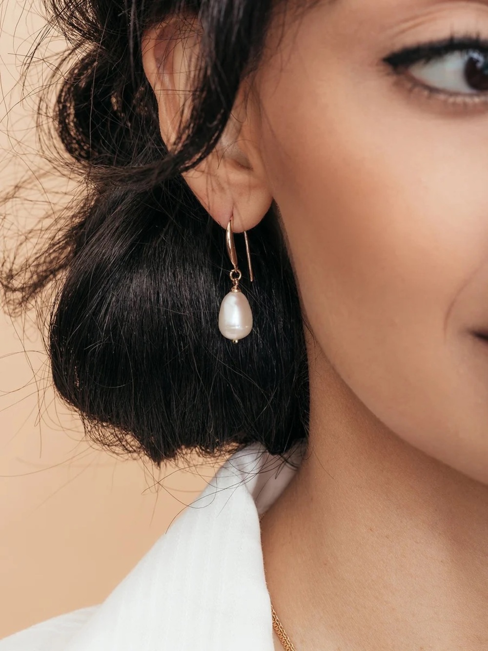 Olive & Piper Prado Pearl Drop Earrings Gold Bridal